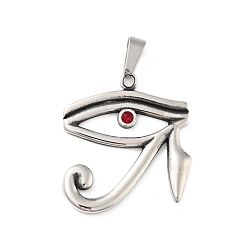 Античное Серебро 304 из нержавеющей стали горный хрусталь подвески, ручная полировка, глаз ра / ре, античное серебро, 39x34x2 мм