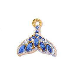 Настоящее золото 18K 304 нержавеющей стальной эмали подвески, прелести рыбий хвост, ионное покрытие (ip), долговечный, зеркальная полировка, реальный 18 k позолоченный, 16x16 мм, отверстие : 1.6 мм