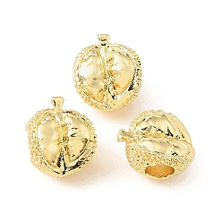 Chapado en Oro Real 18K Cuentas europeas de latón de durian, abalorios de grande agujero, chapado en rack, larga duración plateado, sin plomo y el cadmio, real 18 k chapado en oro, 13.5x12x9.5 mm, agujero: 5 mm