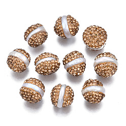 Chocolate Polymer Clay Rhinestone Beads, with Natural Freshwater Pearl, Acorn, Chocolate, PP13(1.9~2mm), 10.5~13.5x11~12.5mm, Hole: 0.5~0.7mm