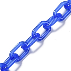 Blau Handgemachte nachgemachte Gelee Acryl Kabelketten, für Schmuck machen, ungeschweißte, ellipsenförmige, Blau, Link: 27x16.5x4 mm, 39.37 Zoll (1 m)/Strang