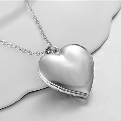 Platinum Alloy Heart Pendant Necklaces, Cable Chain Necklaces, Platinum, 19.69 inch(50cm)