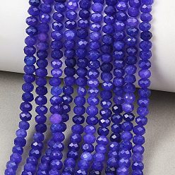 Mauve Dyed Natural Whie Jade Beads Strands, Rondelle, Faceted, Mauve, 4x3~3.5mm, Hole: 0.8mm, about 105~106pcs/strand, 14.57''~14.76''(37~37.5cm)