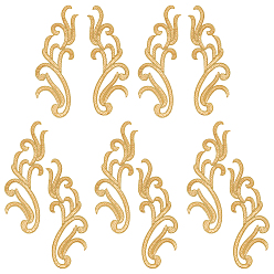 Oro 5Parches de parches de ropa con hilo de bordar, patrón de flores, con lentejuelas, oro, 215x75x1 mm