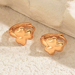 Клевер Латунные серьги обруча, розовое золото , клевер, 9 мм