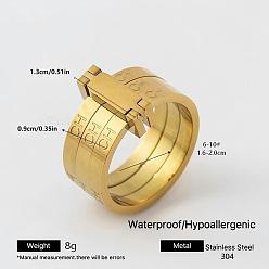 Oro 304 Anillos de acero inoxidable de banda ancha para mujer, con la palabra, dorado, tamaño de EE. UU. 9 (18.9 mm)