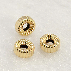Real Gold Filled Yellow Gold Filled Corrugated Beads, 1/20 14K Gold Filled, Cadmium Free & Nickel Free & Lead Free, Rondelle, 4x2mm, Hole: 1mm