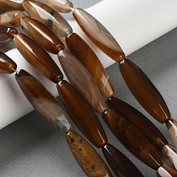 Сиена Бусины из натурального агата (окрашенные и нагретые), граненые, рис, цвет охры, 29~30x7.5~8.5 мм, отверстие : 0.7 мм, около 13 шт / нитка, 15.55'' (39.5 см)