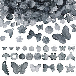 Серый 200g прозрачные акриловые бусины, матовые, разнообразные, градиент цвета, серые, 12~30.5x11.5~39.5x2.5~9 мм, отверстие : 1.6~2.7 мм