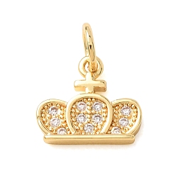 Doré  Breloques en laiton zircon cubique transparent, charmes de la Couronne, or, 9.5x10.5x2mm, Trou: 3.5x4mm