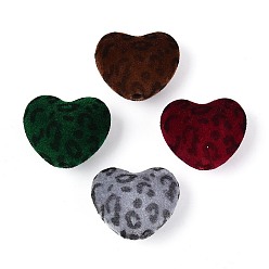 (52) Непрозрачная лаванда Флокированные непрозрачные акриловые бусины, сердце с печатью леопарда, разноцветные, 20x22x13 мм, отверстие : 2.5 мм