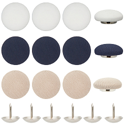 (52) Непрозрачная лаванда 36шт. 3 цвета плоские круглые тканевые колпачки для ногтей пуговицы, с алюминиевой заклепкой, аксессуары для шляп, платина, разноцветные, 17x7.5 мм, отверстие : 1 мм, 12 шт / цвет