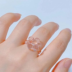 Pink Полимерные пальцевые кольца, цветок, для женщин, розовые, внутренний диаметр: 17 мм