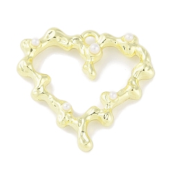 Золотой Стойки подвески обшивки сплава, с искусственным жемчугом, без кадмия, без никеля и без свинца, сердце, золотые, 24x25x4.5 мм, отверстие : 1.6 мм
