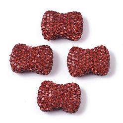 Siam Clair  Faits à la main en pâte polymère perles strass, bowknot, light siam, pp 14 (2.0~2.1 mm), 15.5~16.5x22.5x8.5~9.5 mm, Trou: 1.6mm