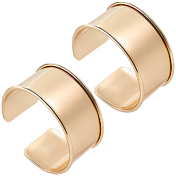 Oro 2Pulseras ranuradas de aleación de piezas, brazalete de banda ancha estilo punk, para piedras preciosas, fabricación de brazaletes con incrustaciones de cuero, dorado, 1-3/8 pulgada (3.45 cm), agujero: 1.4 mm, diámetro interior: 2-3/8x1-3/4 pulgada (6x4.6 cm)