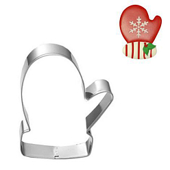 Stainless Steel Color Tarnish Resistant 304 Stainless Steel Christmas Cookie Cutters, Cookies Moulds, DIY Biscuit Baking Tool, Glove, Stainless Steel Color, 74.5x67.5mm