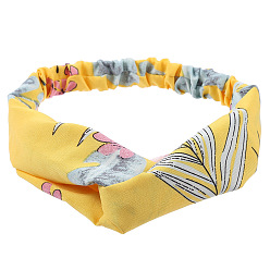 Золотистый Повязки на голову из ткани с цветочным принтом в стиле бохо, аксессуары для волос с эластичной оберткой для девочек и женщин, золотые, 260x67 мм