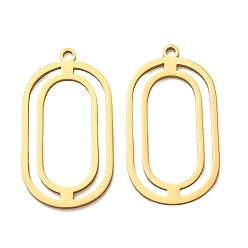 Golden 201 Stainless Steel Pendants, Double Oval Charms, Laser Cut, Cut-Out, Golden, 27x15x1mm, Hole: 1.5mm
