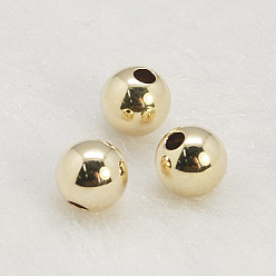 Real 14K Gold Filled Шарики из желтого золота, 1/20 14 к золоту, круглые, 7 мм, отверстие : 2 мм