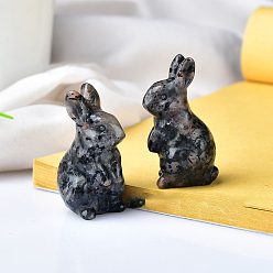 Syenite Украшения для дома из натурального флуоресцентного сиенитового камня, 3 d кролика, 22x40 мм