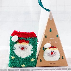 Santa Claus Коралловые бархатные носки спицами, носки с мультяшной командой, зимние теплые термоноски, Дед Мороз, 250 мм