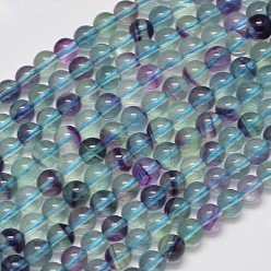 Fluorita Hebras de perlas redondas de fluorita naturales, 6 mm, agujero: 1 mm, sobre 65 unidades / cadena, 15.5 pulgada
