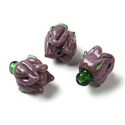 Розово-Коричневый Бусины лэмпворк , цветок, розово-коричневый, 16x14~15 мм, отверстие : 1.2 мм