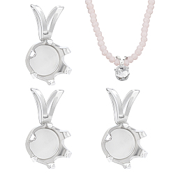 Платина 3 шт. 925 подвеска из стерлингового серебра с кабошоном, плоско-круглые, 1 с тканью для полировки ПК, платина, лоток : 5 мм, 12.5x6.5x5.5 мм, отверстие : 4.4x2 мм