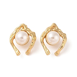 Золотой 304 серьги-пусеты из пластиковых бусин из нержавеющей стали, для женщин, вакуумное покрытие pvd, золотые, 19x22.6 мм