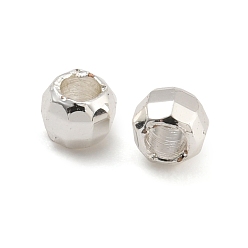 Серебро Круглые латунные бусины с покрытием из стойки, долговечный, без кадмия и без свинца, граненые, серебряные, 3x2.5 мм, отверстие : 1.5 мм