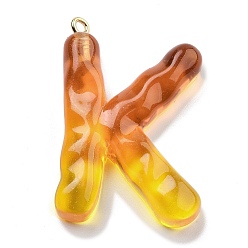 Letter K Смола подвеска, с обнаружением железного кольца, Письмо ~ Z, Письмо K, 39x26x7 мм, отверстие : 2 мм