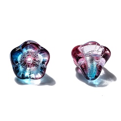 Средно-синий Прозрачные бусины из чешского стекла, два тона, цветок, светло-синий, 10x8 мм, отверстие : 2 мм, около 120 шт / упаковка