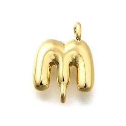 Letter M Подвески из латуни, без свинца и без кадмия, долговечный, стойки покрытие, реальный 18 k позолоченный, Буква М, 11.5x8.5x2.5 мм, отверстие : 1.2 мм