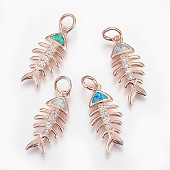 (52) Непрозрачная лаванда Латунные микро проложить кубического циркония подвески, с синтетическим опалом, елочка, разноцветные, 27 мм, отверстие : 4~4.5 мм