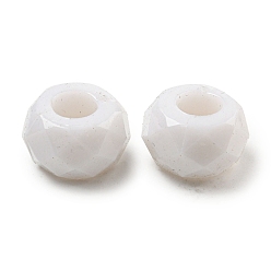 White Opaque Acrylic European Beads, Large Hole Beads, Faceted, Rondelle, White, 13x8mm, Hole: 6mm, about 585pcs/500g
