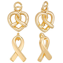 Настоящее золото 18K 12 шт 2 стили латунные подвески, с целью перехода в кольце, реальный 18 k позолоченный, 9~13x5~11x1~3 мм, отверстие : 1~3 мм, 6 шт / стиль