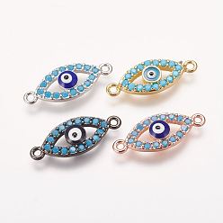(52) Непрозрачная лаванда Латунные микро проложить кубических ссылки циркония, лошадиный глаз , глубокое синее небо, разноцветные, 8x19.5x2.5 мм, отверстие : 1 мм