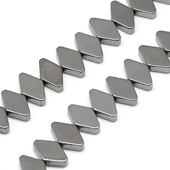 Black Plated Electroplate Non-magnetic Synthetic Hematite Bead Strands, Rhombus, Black Plated, 7x10x3mm, Hole: 1mm, about 63pcs/strand, 15.7 inch