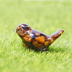 Тигровый глаз Фигурки птиц из смолы, с натуральными чипсами тигрового глаза внутри статуй для украшения домашнего офиса, 44x22x25 мм