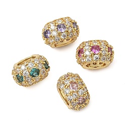 (52) Непрозрачная лаванда Латунные микро проложить Цирконий Европейский бисером, RONDELLE большие шарики отверстия, реальный 18 k позолоченный, стойки покрытие, долговечный, без кадмия и без свинца, разноцветные, 12.5x10.5x7.5 мм, отверстие : 6.5x5 мм