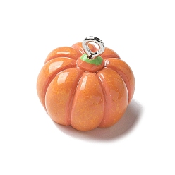 Тыква Подвески из смоляного железа, искусственные растительные темы, тыква, 16x17x10.5 мм, отверстие : 2 мм