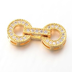 Золотой Плоские круглые латунные микропаве, без свинца и без никеля , золотые, 22x10x4.5 мм, отверстие : 2x2 мм
