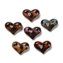 Сердце Прозрачные акриловые бусины, с леопардовым принтом, сердце, 15.5x22.5x8.5 мм, отверстие : 1.6 мм