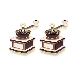 Кокосово-Коричневый Подвески из эмали и сплава, подвески для кухонной утвари, золотые, кокосового коричневый, 31x23x1.5 мм, отверстие : 1.7 мм
