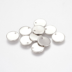 Stainless Steel Color Non-Tarnish 304 Stainless Steel Stamping Blank Tag Charms, Flat Round, Stainless Steel Color, 10x1mm, Hole: 1.2mm