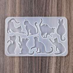 Cat Shape DIY силиконовые формы для кулона, формы для литья смолы, для уф-смолы, изготовление подвесок из эпоксидной смолы, белые, форма кошки, 96x150x6 мм, отверстие : 1.5 мм, внутренний диаметр: 40~56x23~55 мм