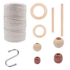 (52) Непрозрачная лаванда Комплект украшений из хлопка макраме своими руками, деревянная подставка в стиле бохо висит настенное украшение, разноцветные, 119 шт / комплект