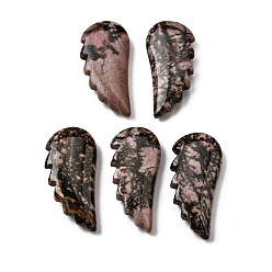 Родонит Природные подвески родонит, крылатые прелести, 43~43.5x20~20.5x18~18.5 мм, отверстие : 1.5 мм