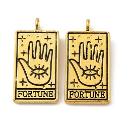 Palm Сплавочные подвески тибетского стиля, прямоугольник с рисунком таро, ладонь, 26x13x2 мм, отверстие : 2 мм